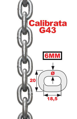 CATENA ZINCATA CALIBRATA 6MM GRADO 43