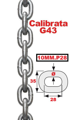 CATENA ZINCATA CALIBRATA 10MMP28 GRADO 43