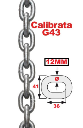 CATENA ZINCATA CALIBRATA 12MM GRADO 43