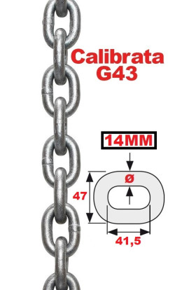 CATENA ZINCATA CALIBRATA 14MM GRADO 43
